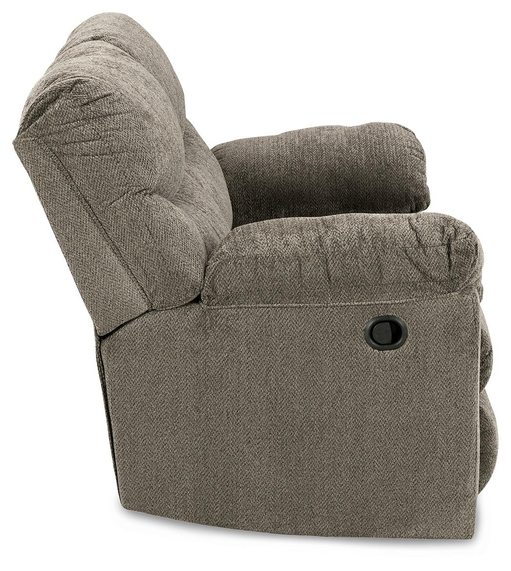 Alphons Putty Reclining Loveseat side profile