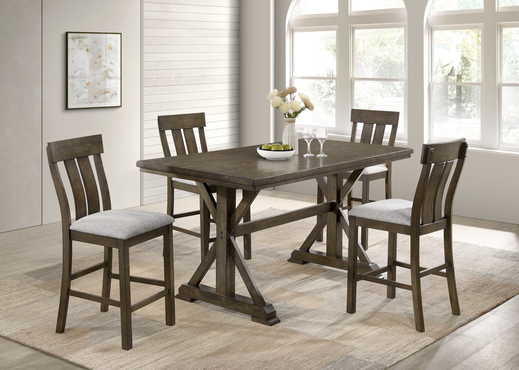 Side view of dining table with chairs in Lloyd Dark Gray Set