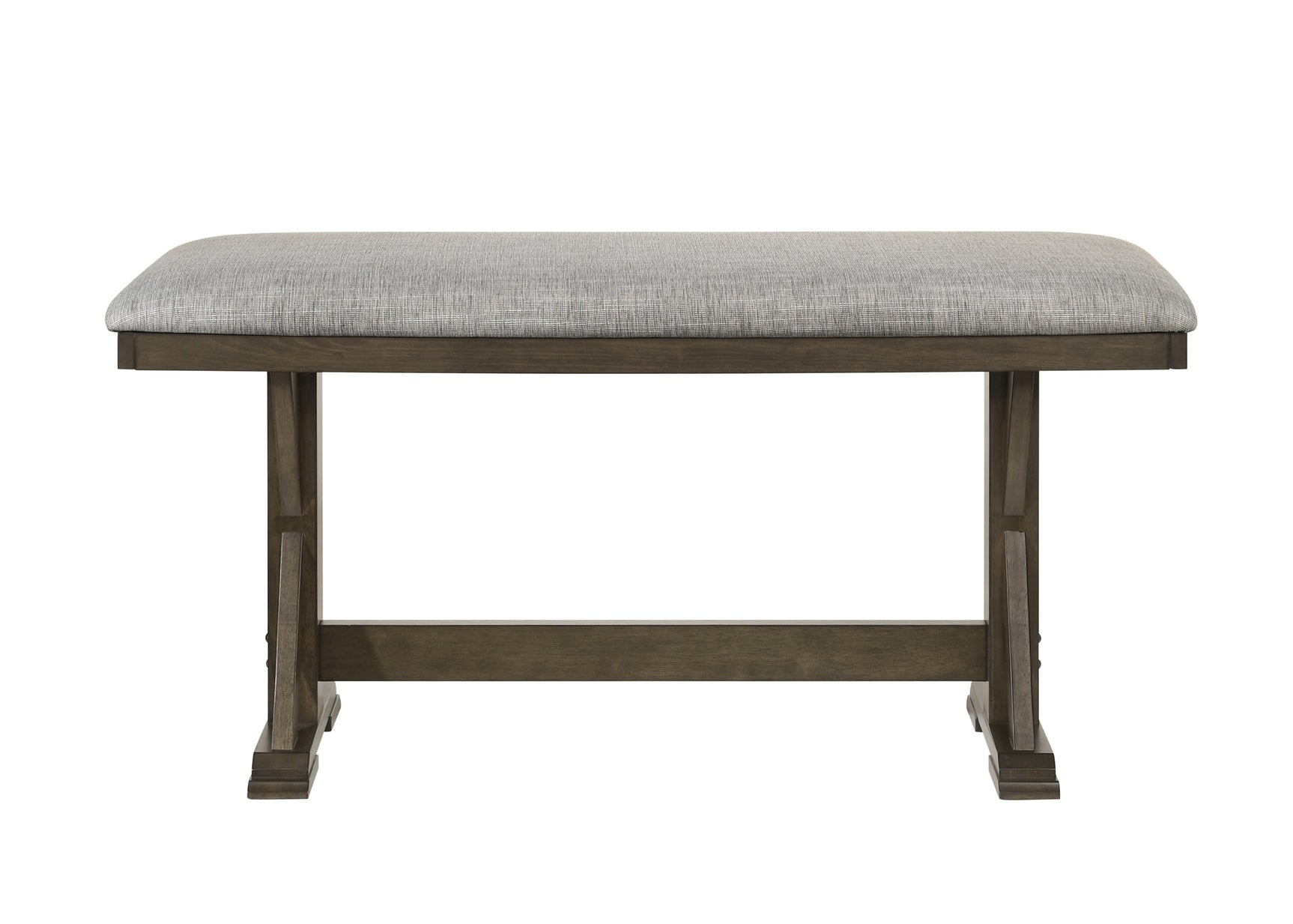 Front view of matching bench included in set