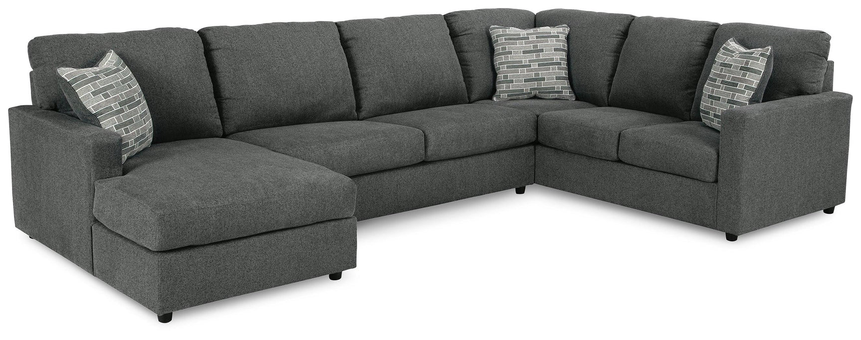 Side view of Edenfield Charcoal 3-Piece Sectional Sofa with Chaise