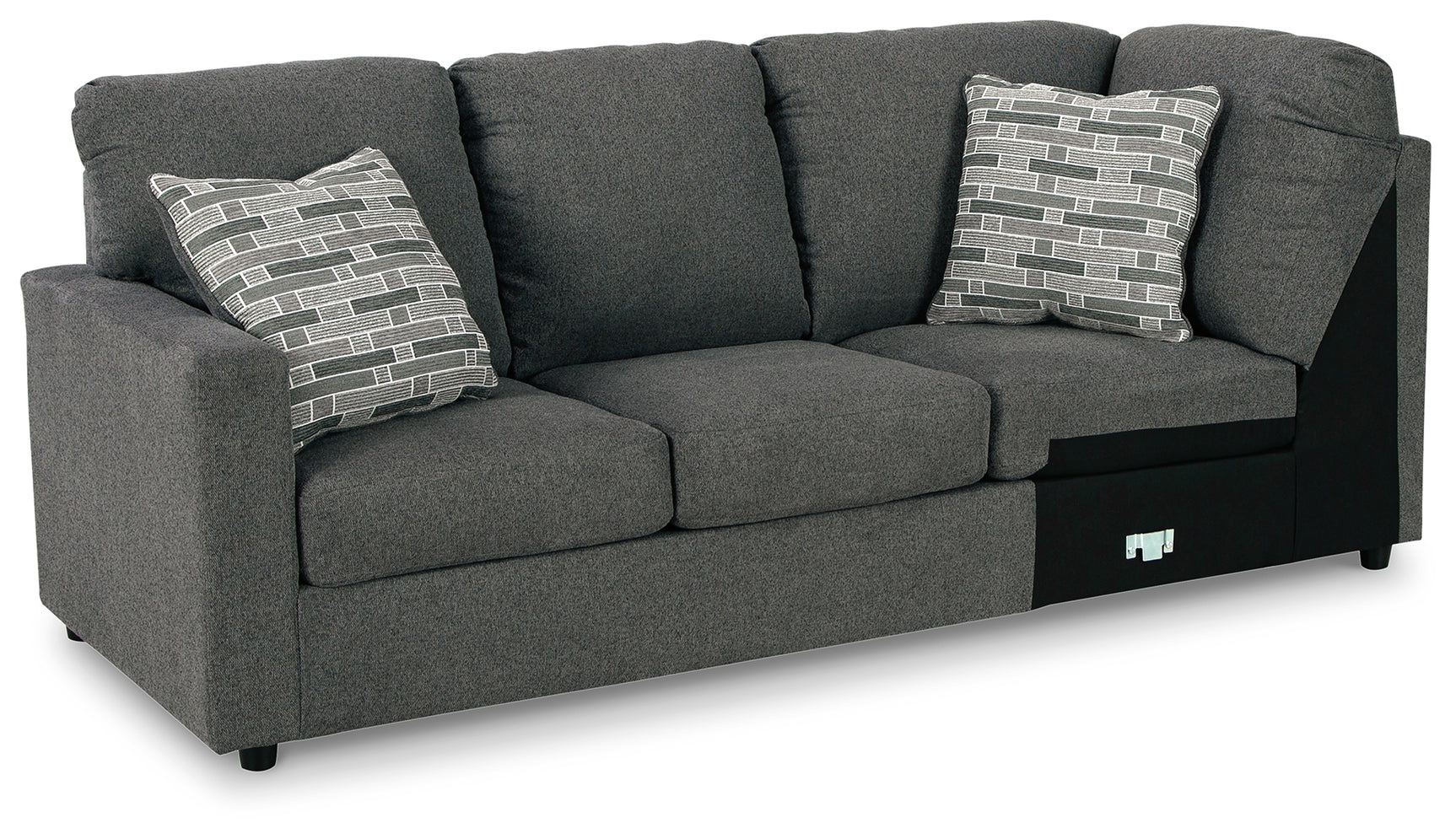 Edenfield Charcoal 3-Piece Sectional Sofa with Ottoman side angle