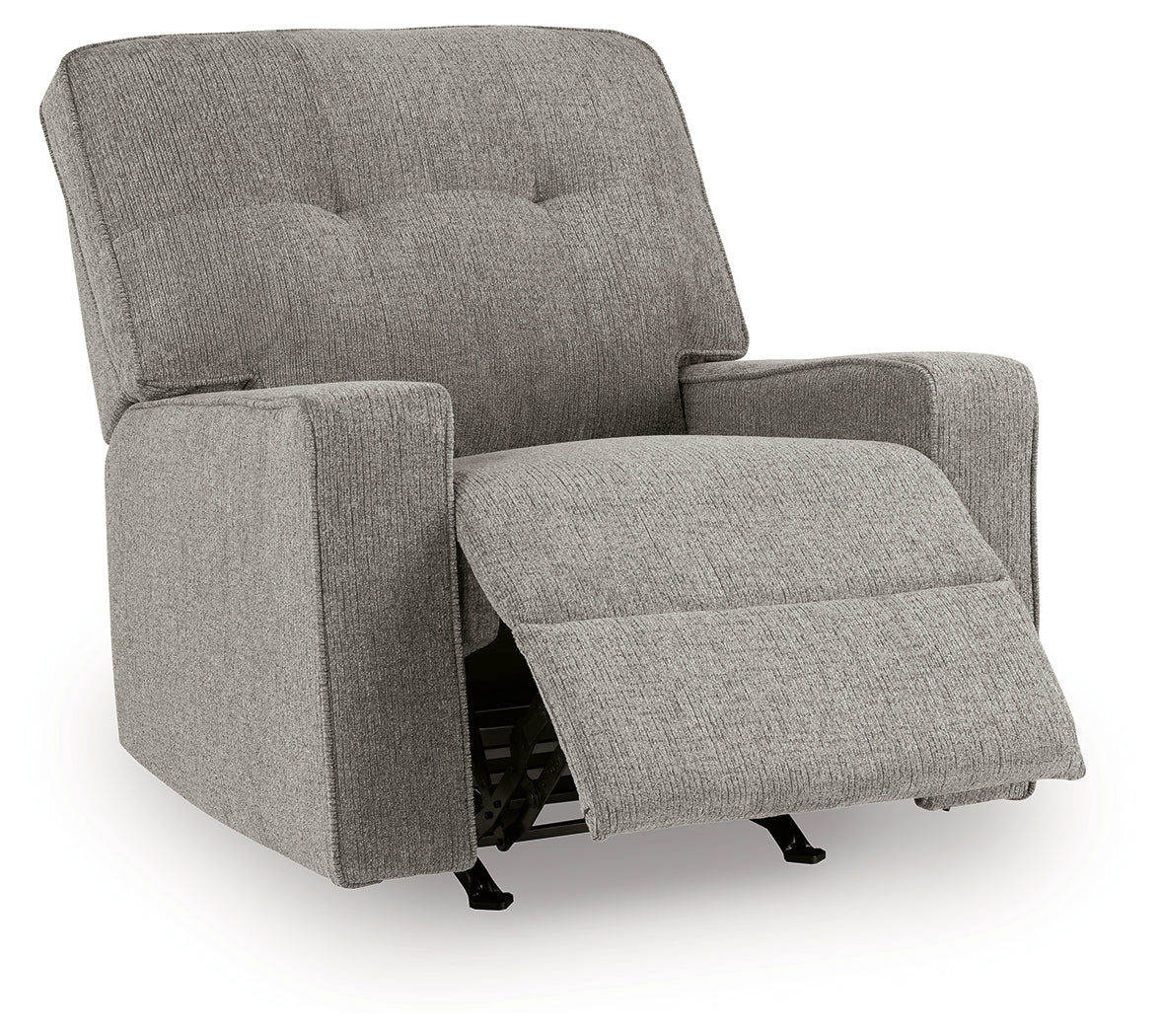 Reclining position of Larimer Iron Chenille Recliner