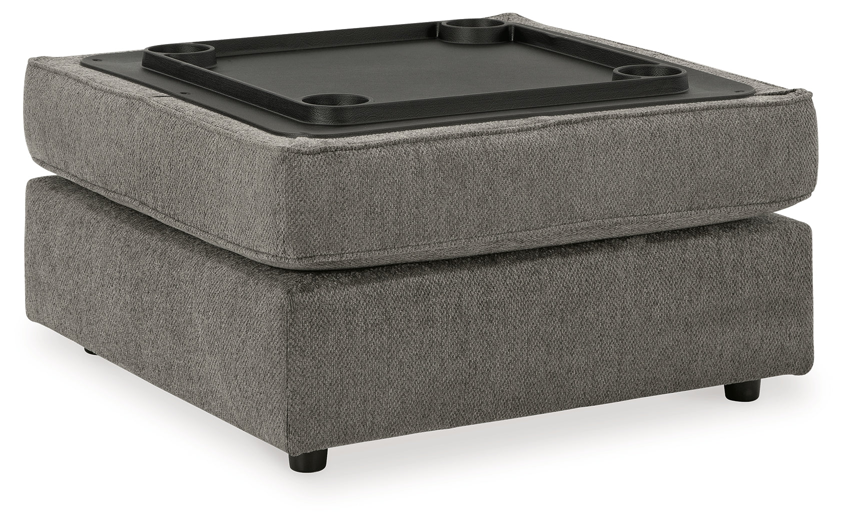 Side angled view of sectional sofa