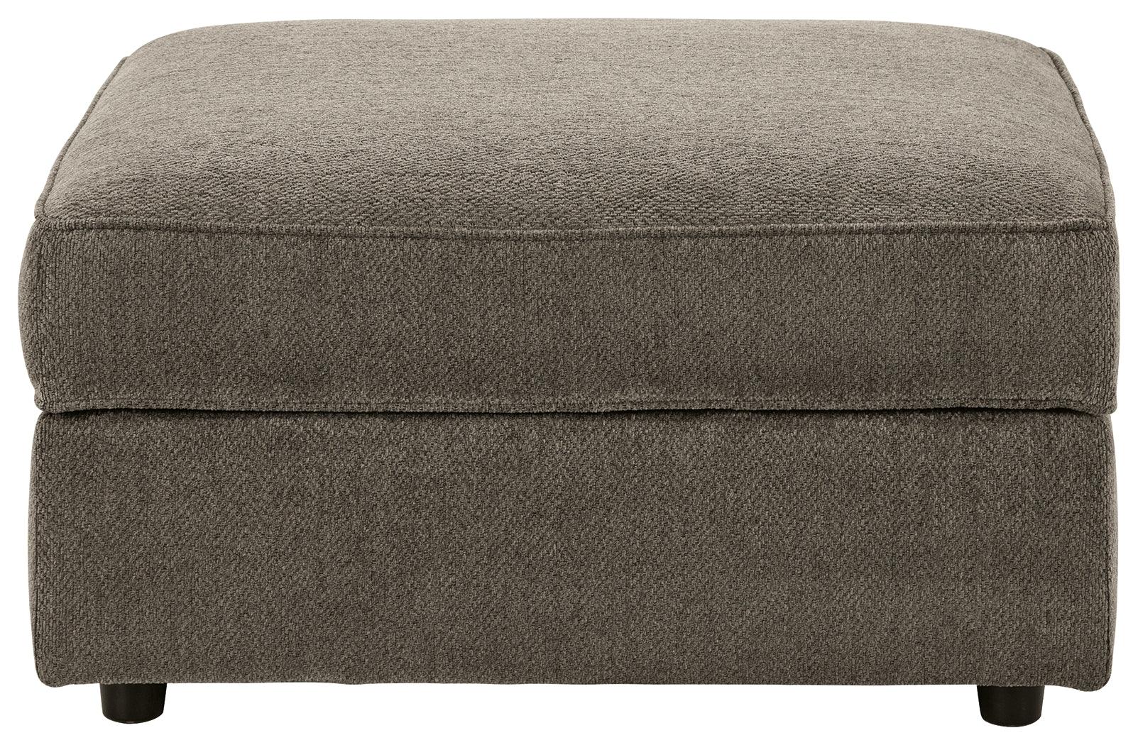 Storage ottoman open top showing interior storage