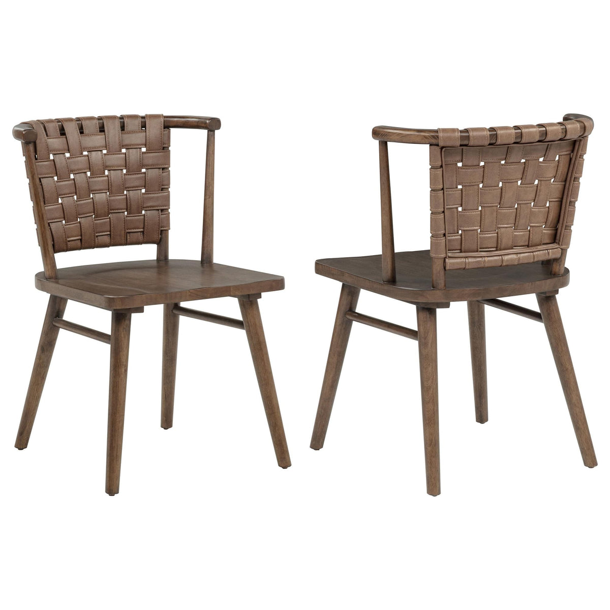 Tallis Brown Woven Leatherette Back Dining Side Chair Set of 2 — product view