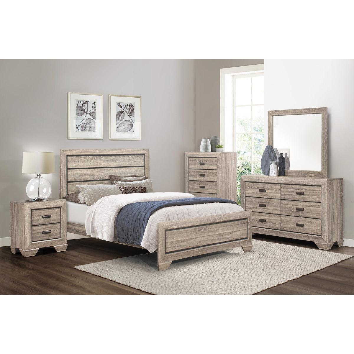 Beechnut Natural Faux Wood Veneer Full Bed angled view