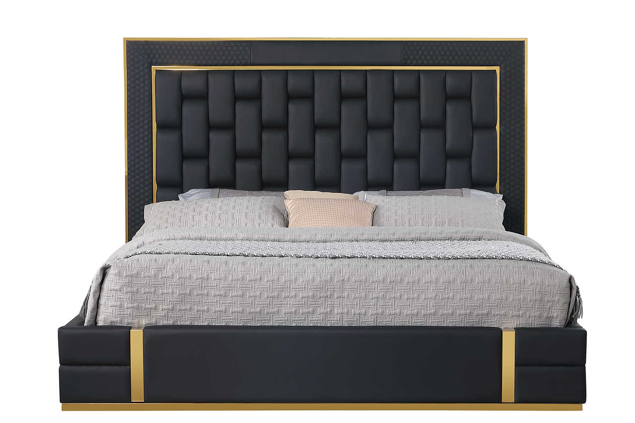 Under-bed storage drawers open on Marbella queen bed