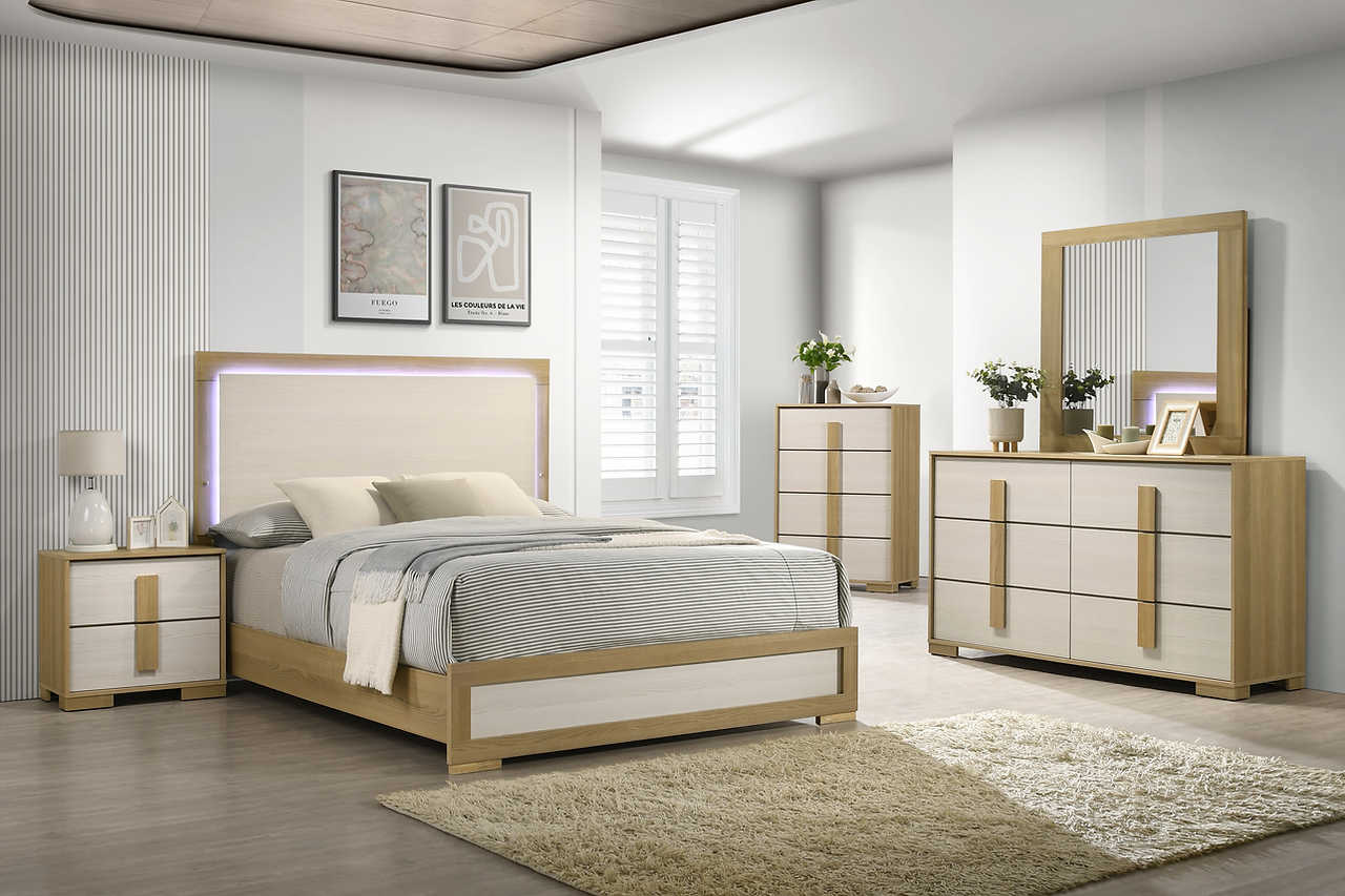 Maya Natural LED Panel Bedroom Set main bed front view