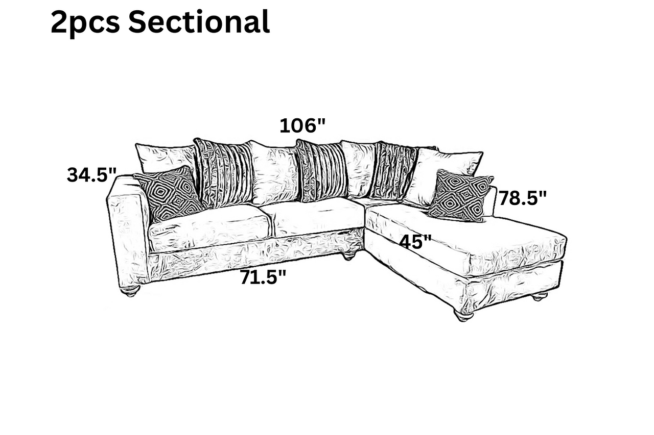 Room view of Zander Gray Fabric Sectional sofa