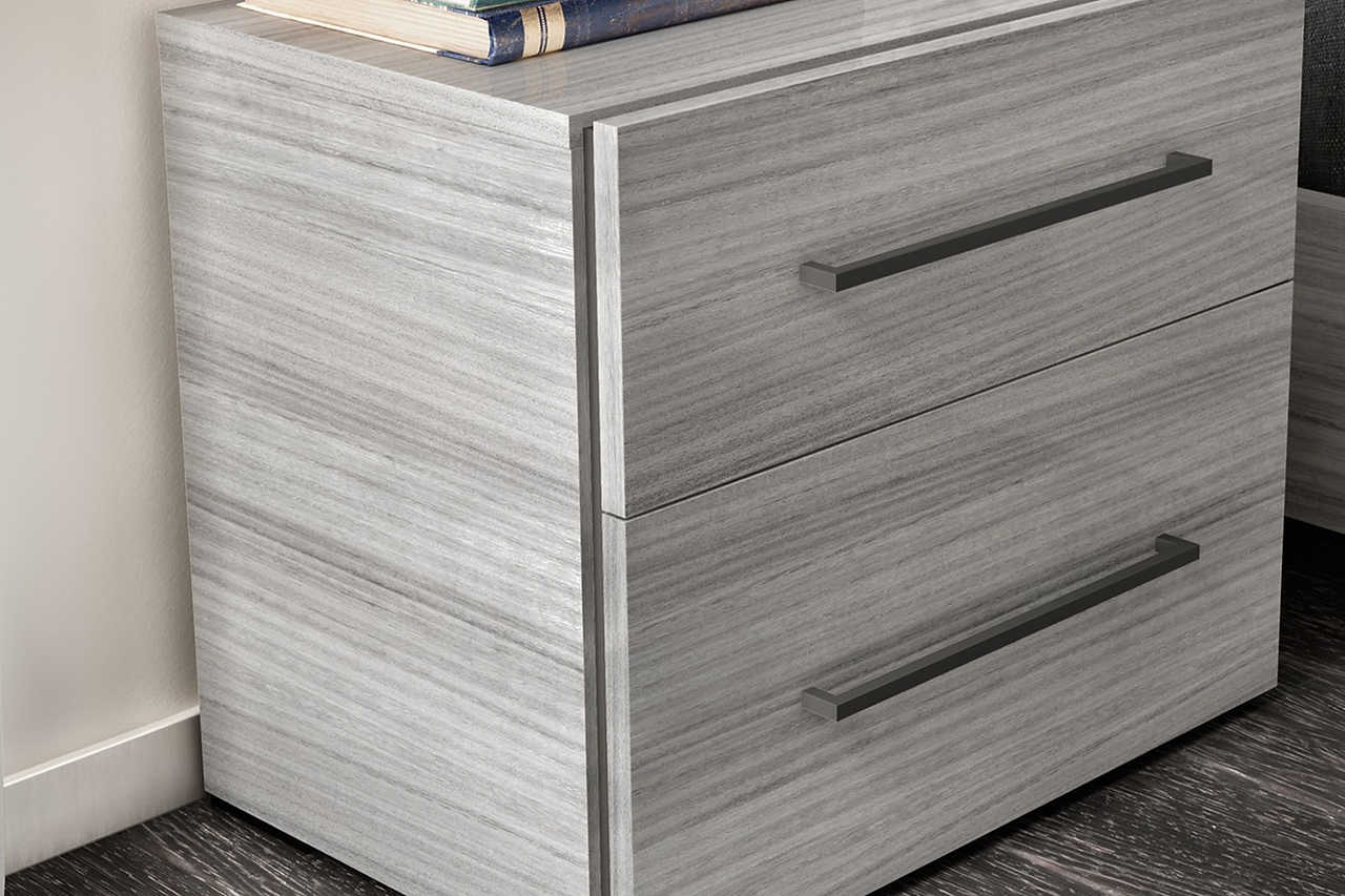 Dresser with 5 drawers in gray finish