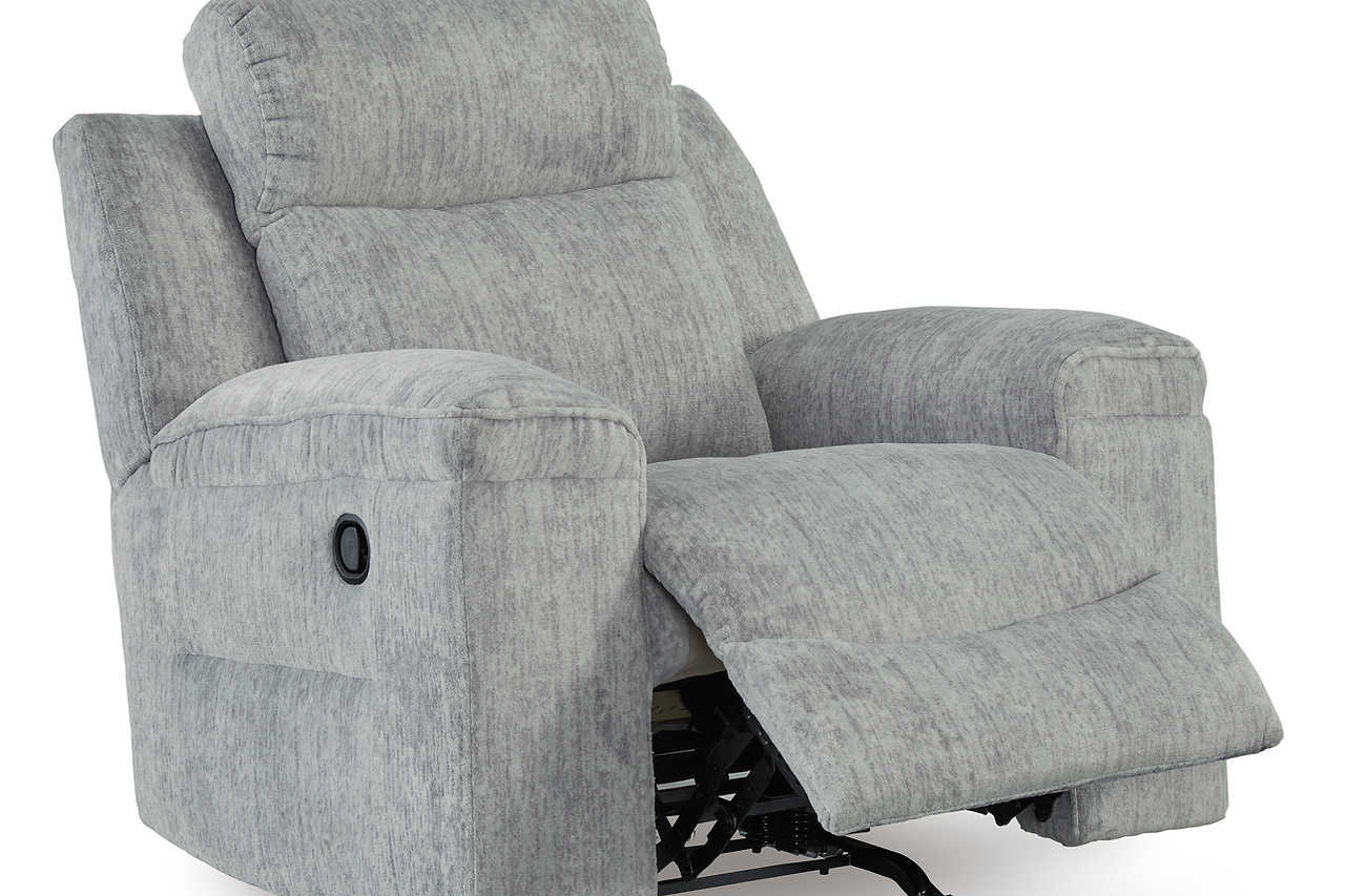 Close-up of fabric texture on Buntington Light Gray Rocker Recliner