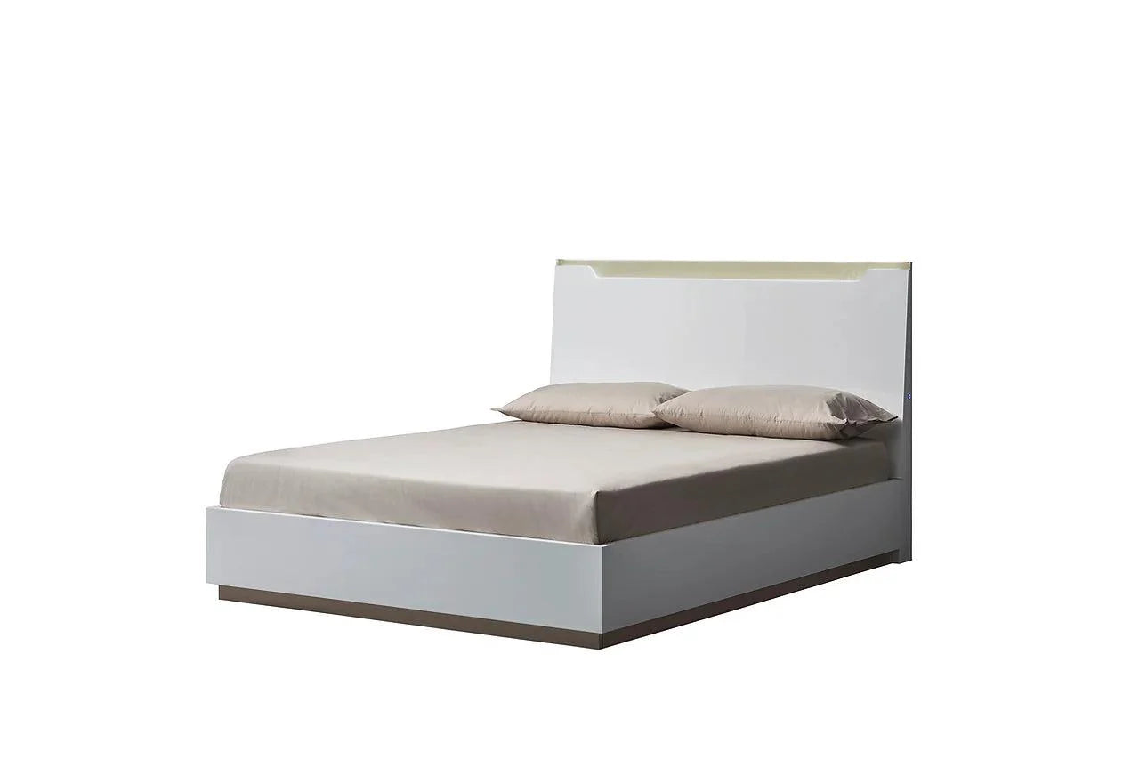Kharma White Modern Contemporary High Gloss Lacquer Solid Wood 2-Drawers Nightstand - Ella Furniture