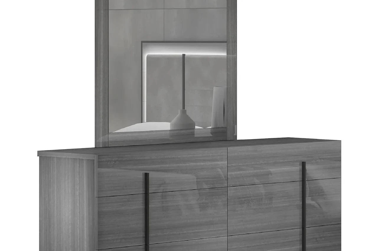 Bedroom view of Blade Gray Velvet Bedroom Set
