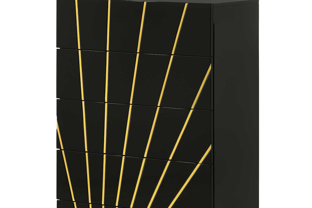 Zenia Black Gold LED Panel Bedroom Set main view of bed