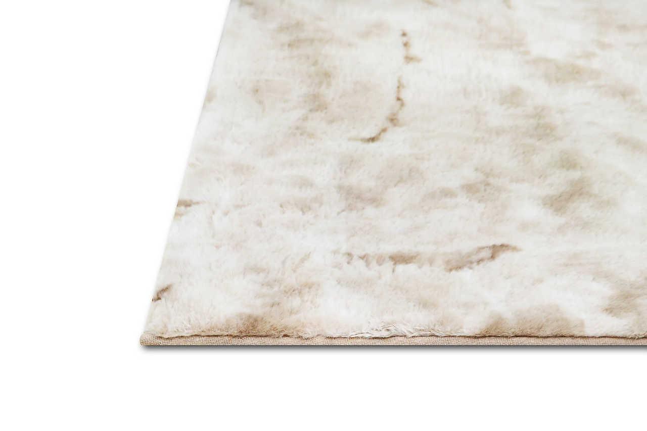 Rabbit Beige 5x7 Art Silk Shine Rug angled view