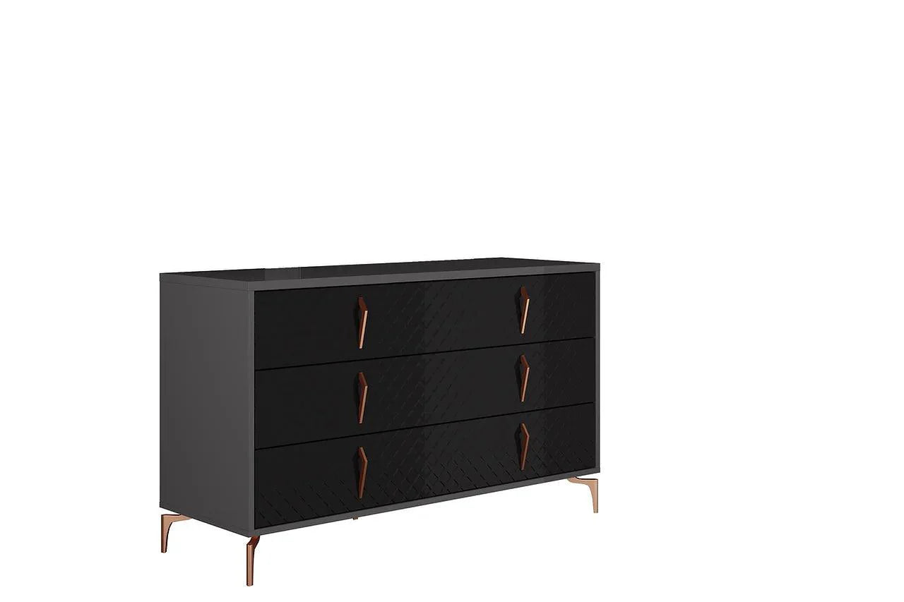 side view of Osiris Black Gray LED Panel Bedroom Set with LED lit headboard