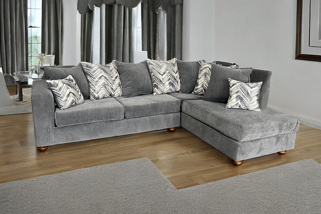 Main view of Zander Gray Fabric Sectional sofa