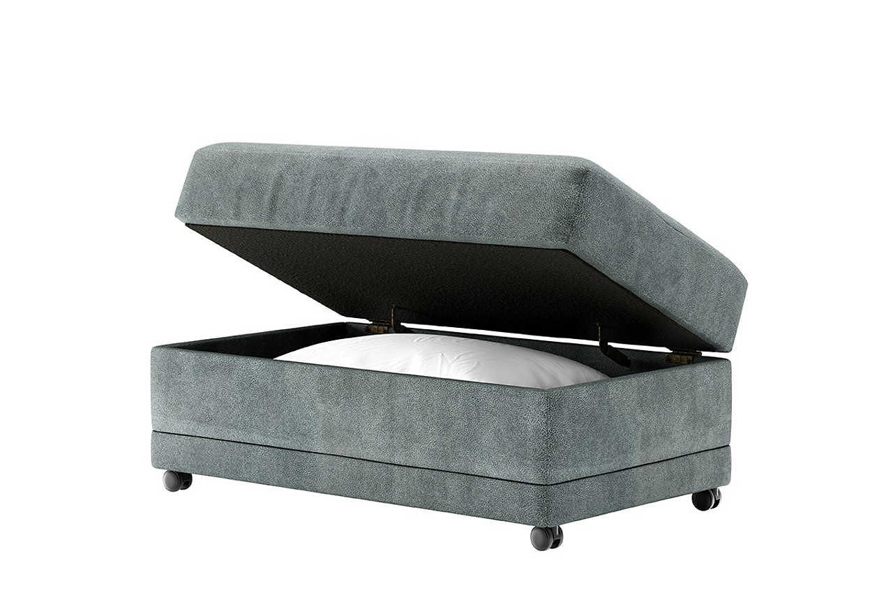 Detail of padded gray microfiber upholstery on Capulet Bayou Sectional