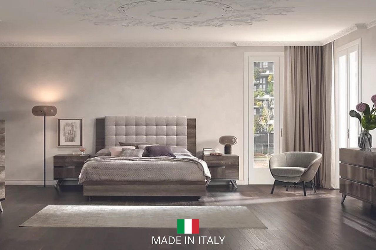 Medea II Vintage Oak Upholstered Italian Bedroom Set