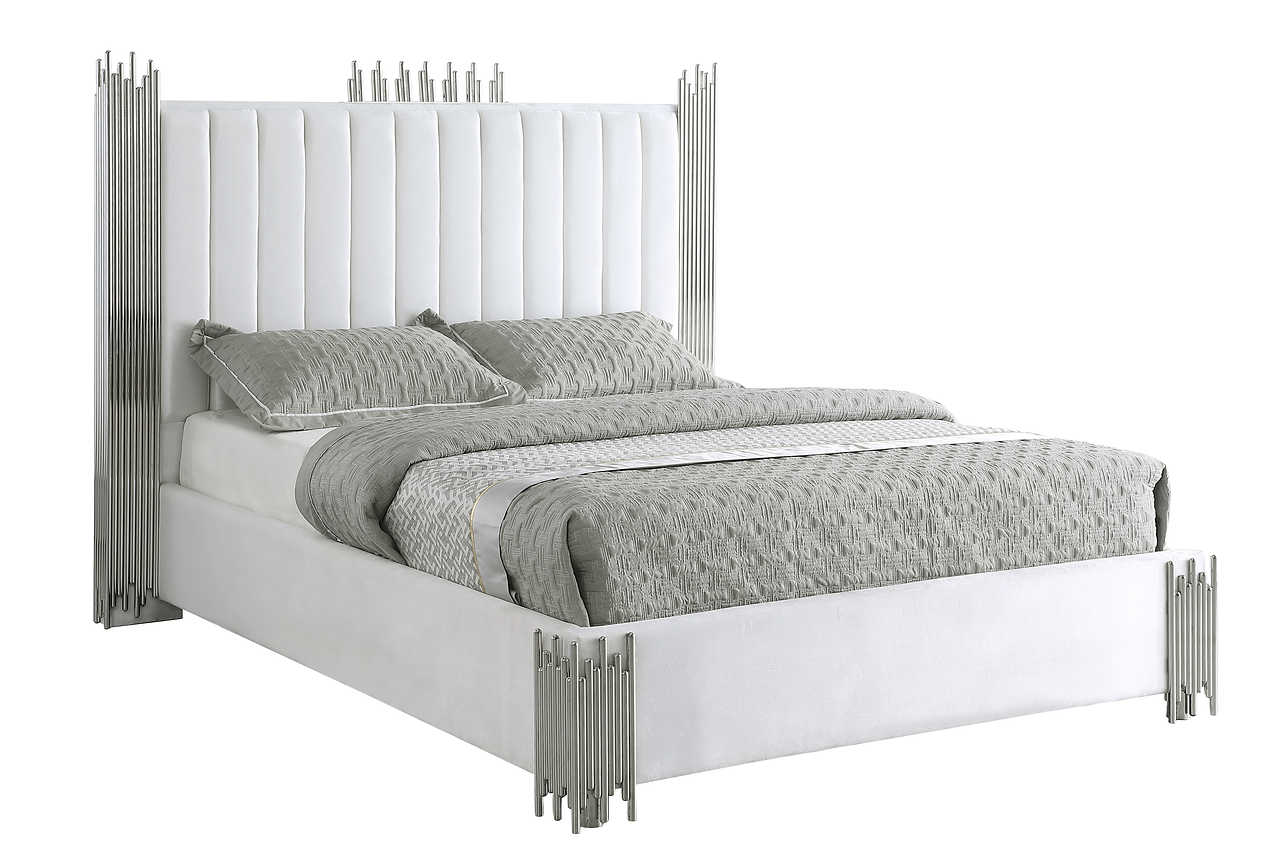 Token White Upholstered Panel Bedroom Set bed main view