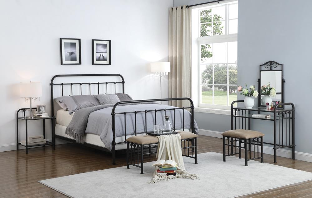 Livingston Queen Panel Metal Bed Dark Bronze side view