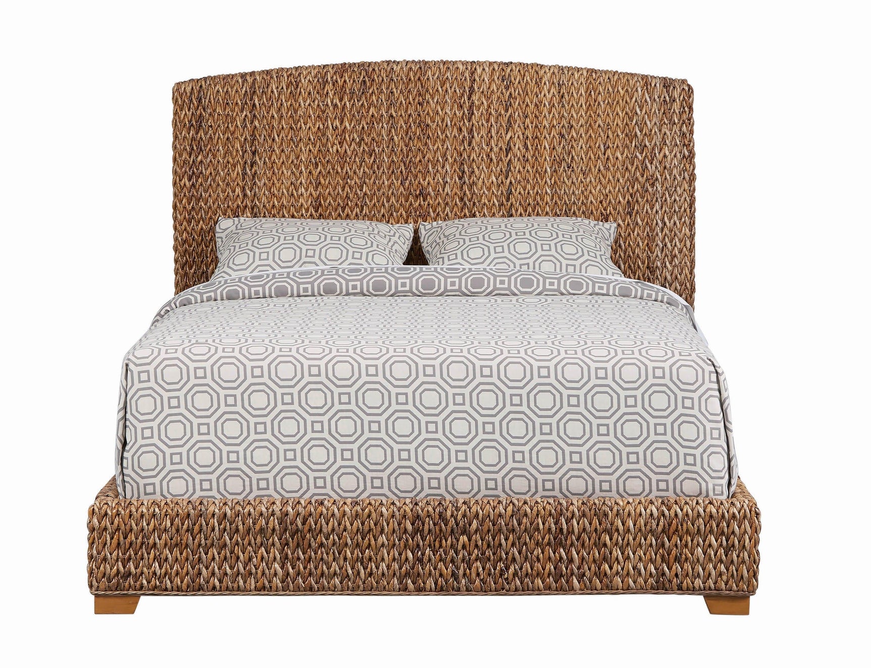 Close-up of hand-woven banana leaf texture on Laughton King Bed