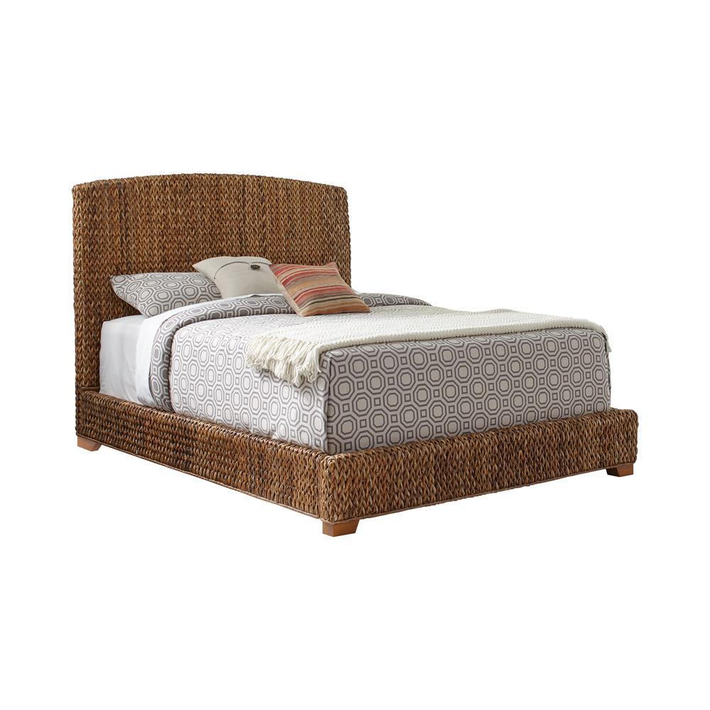 Laughton Queen Hand-Woven Banana Leaf Bed Amber - bedroom setup