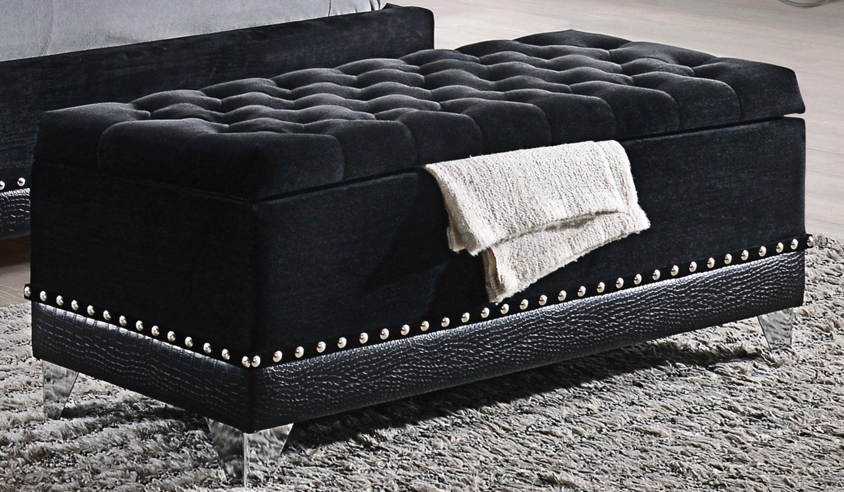 Barzini queen upholstered bed sitting in showroom