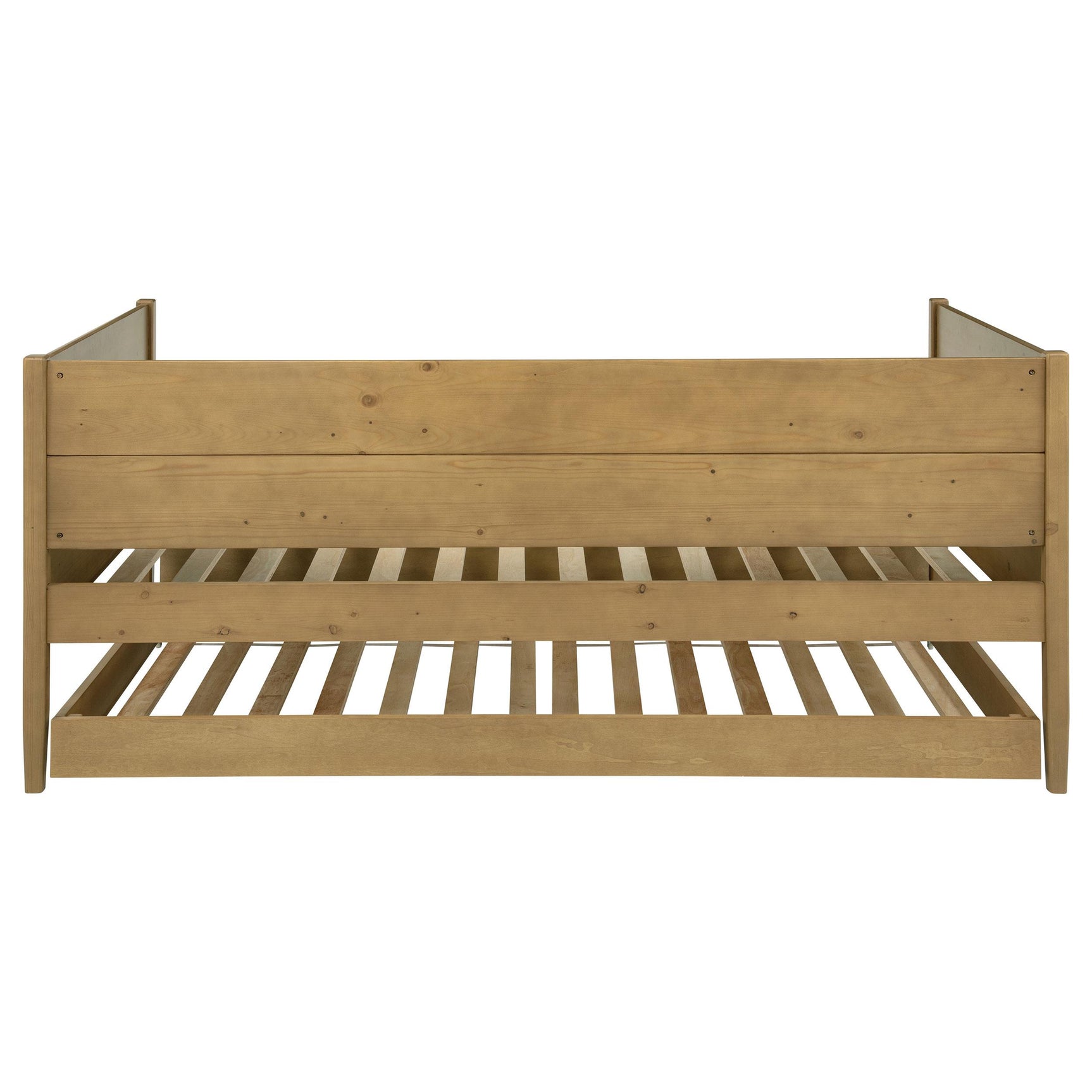 Calinda daybed angled showing natural wood finish