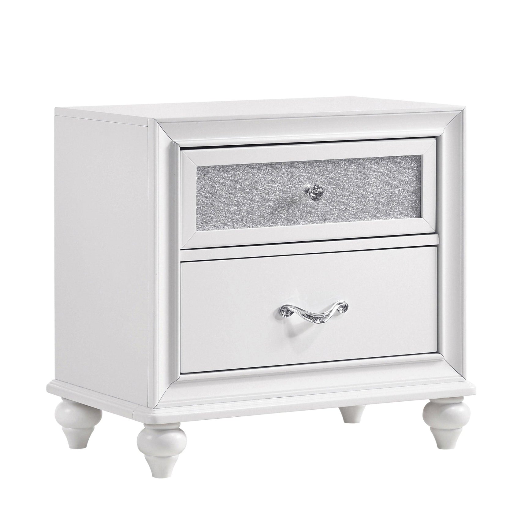 Detail of nail head trim on headboard and frame