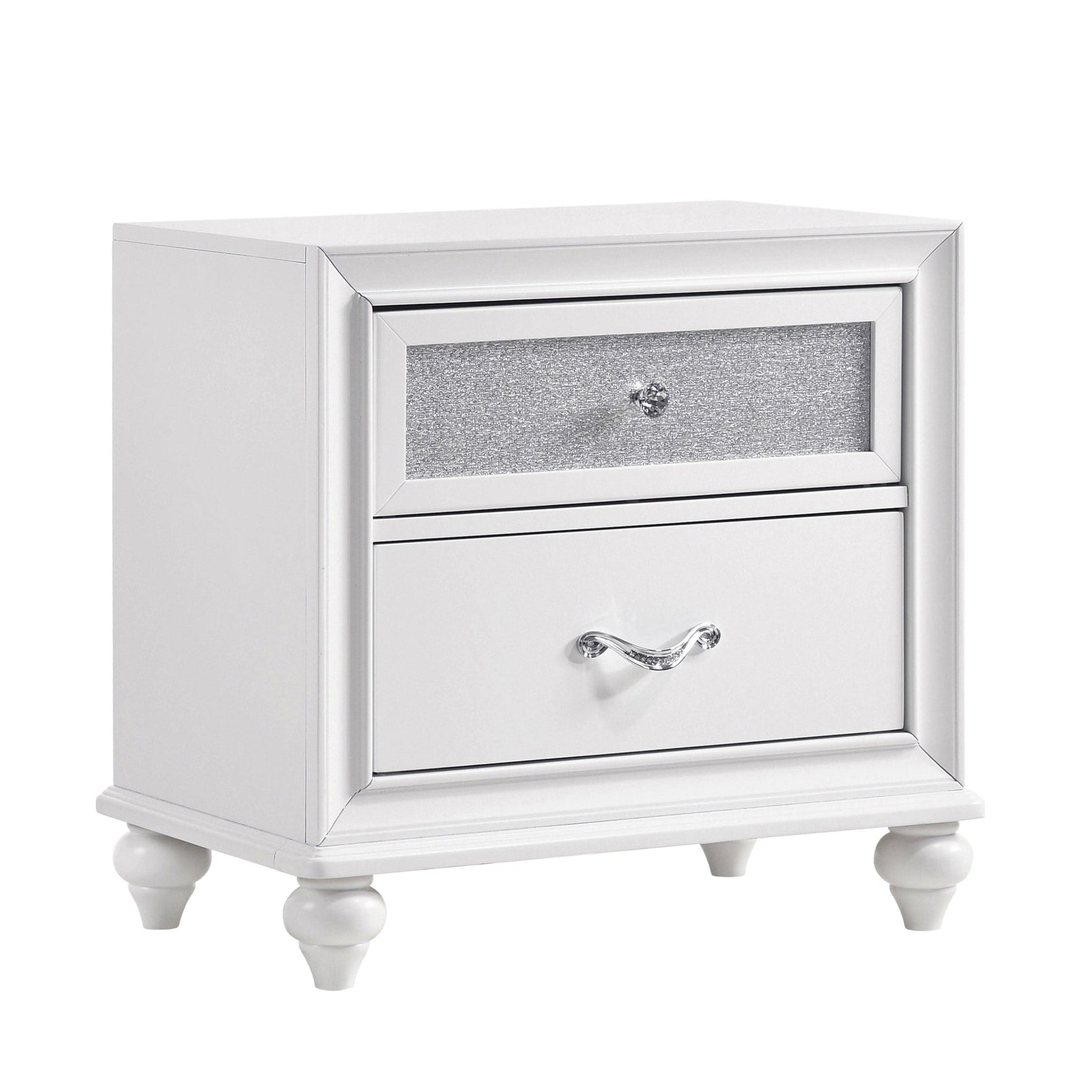 Barzini Queen Wingback Tufted Bed White, detail of nailhead trim