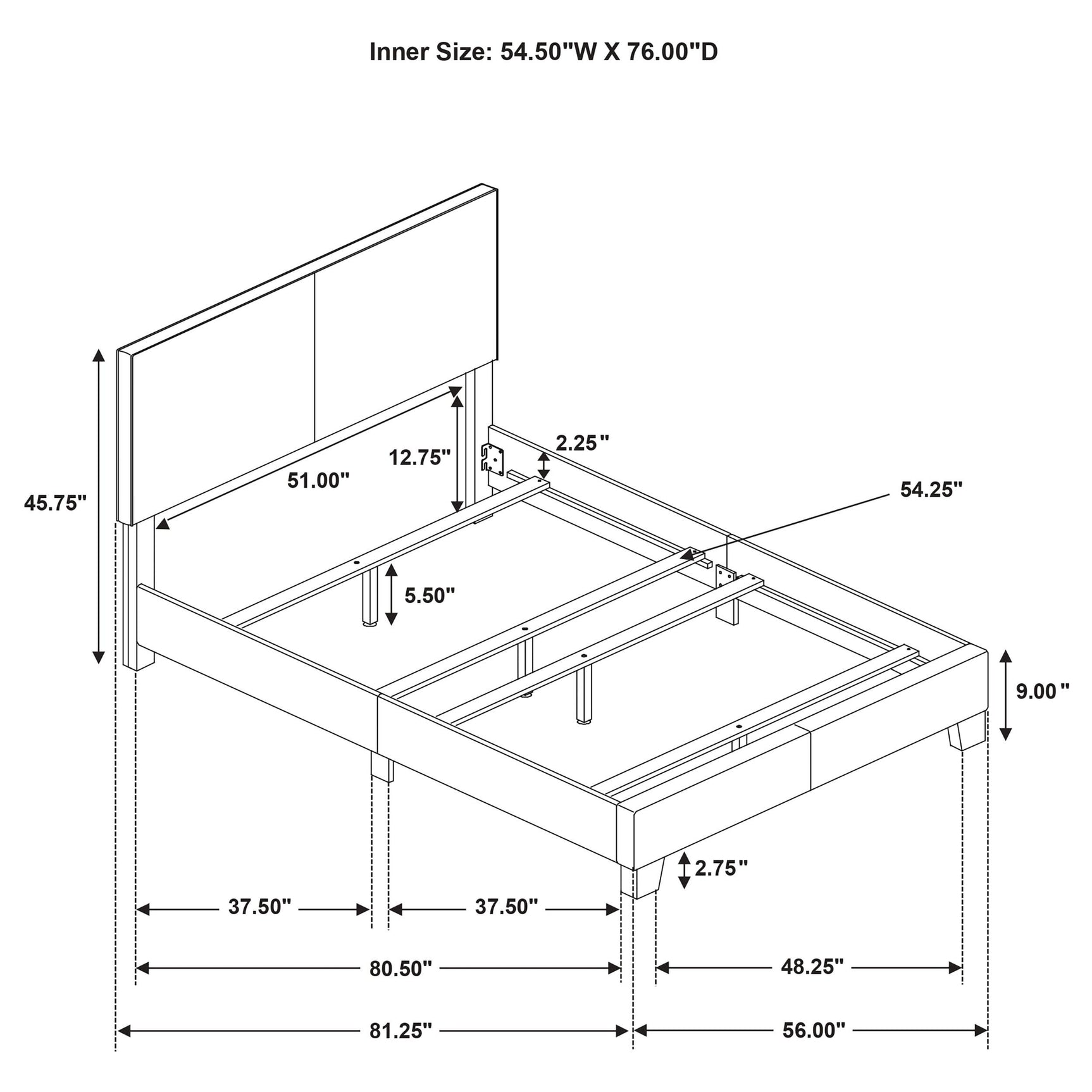 Dorian Full Panel Bed assembly hardware detail