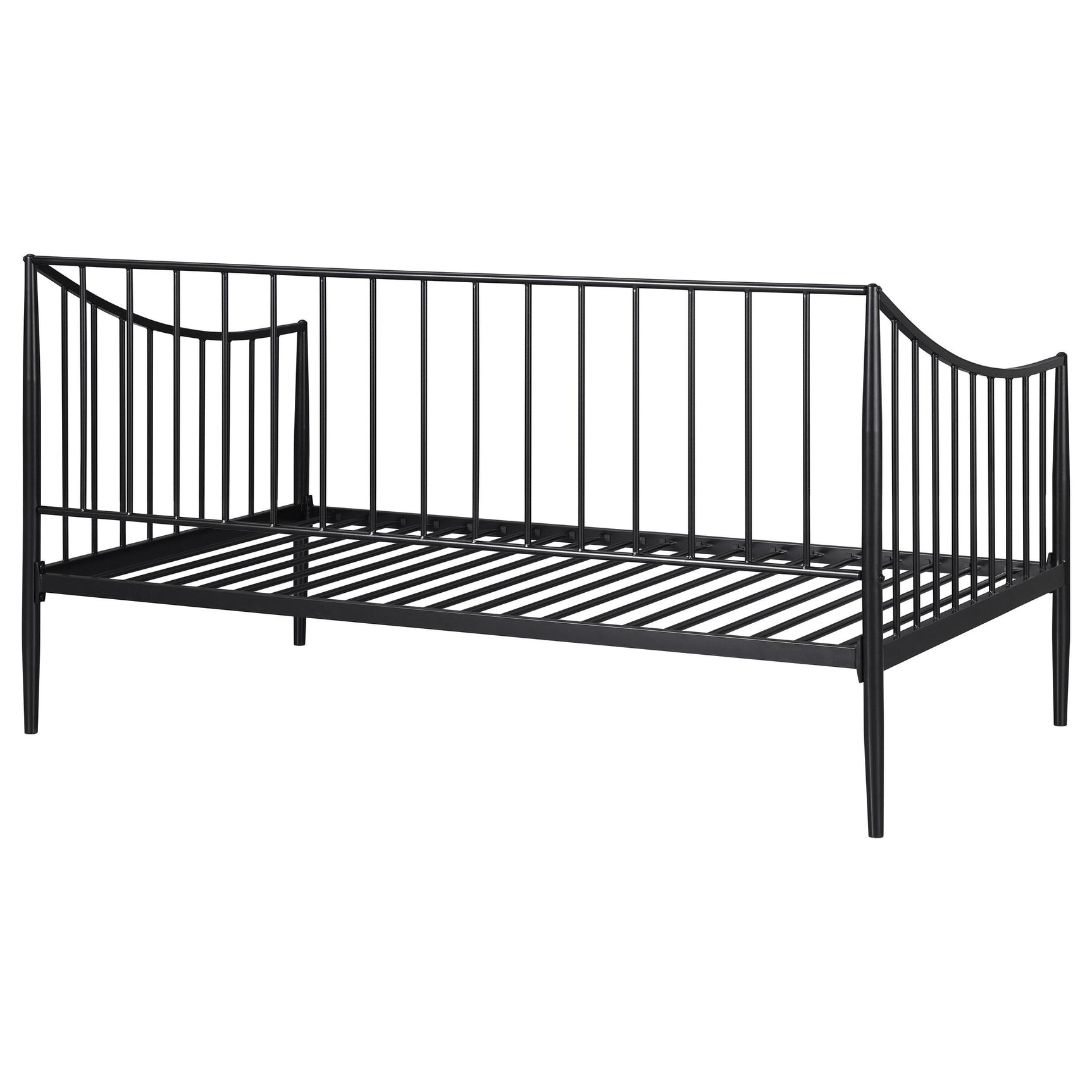 Newbury metal daybed corner view in matte black