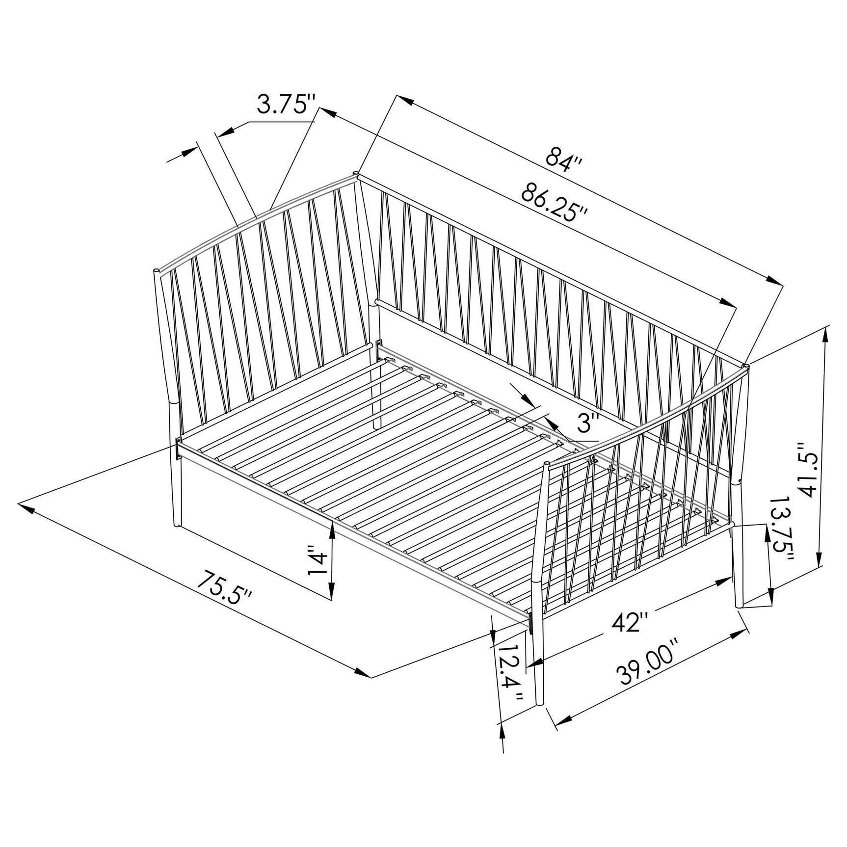 Richland metal daybed frame corner detail