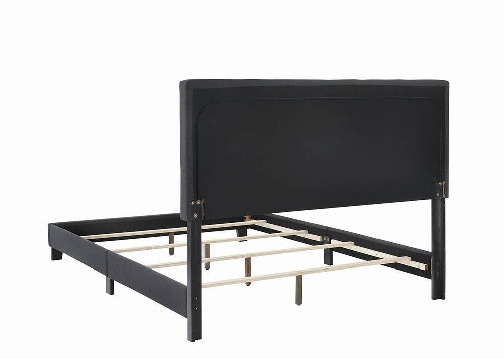 Full view of Mapes charcoal upholstered full bed