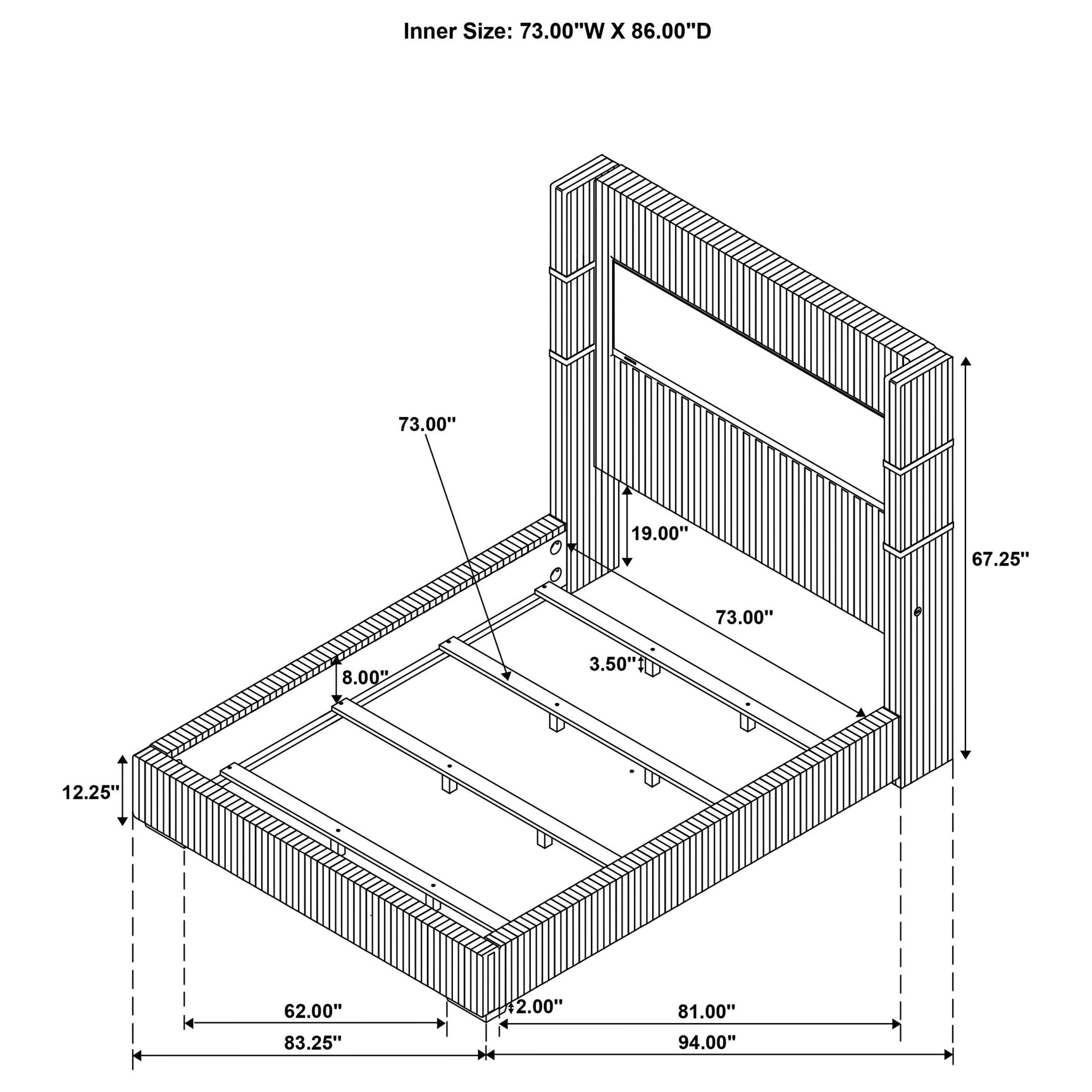 Assembly hardware detail for Tisdall bed