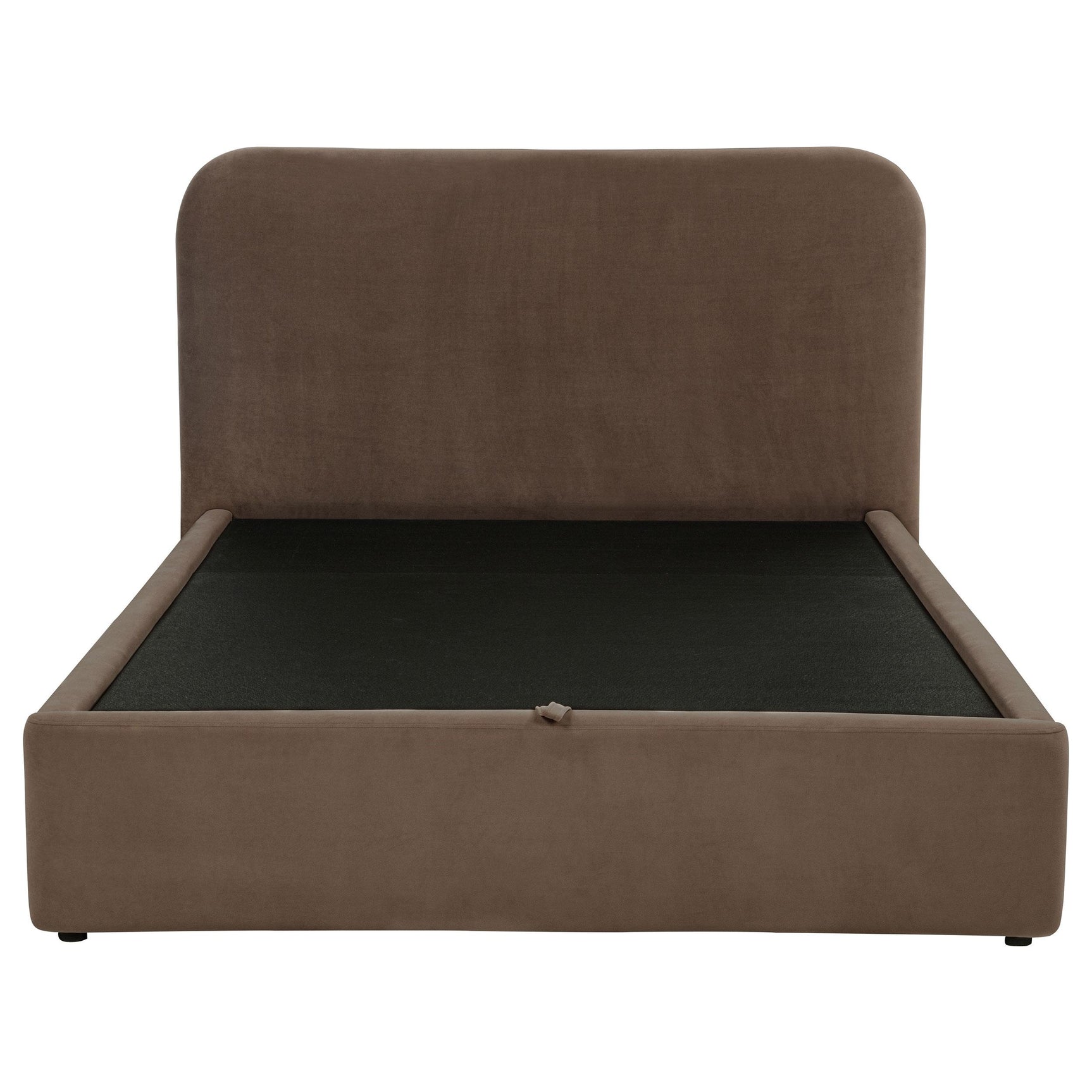 Bed platform lifted revealing storage compartment
