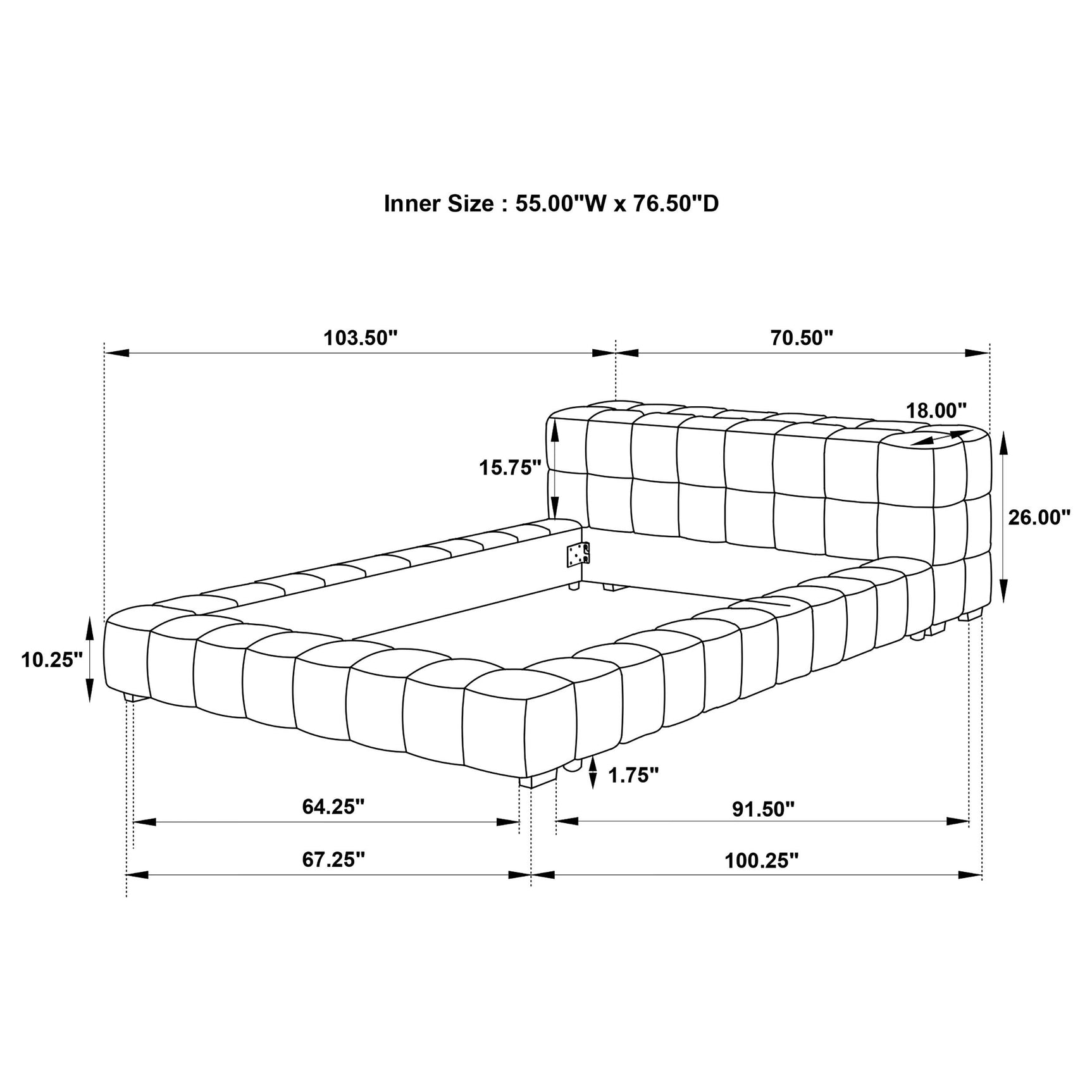 Trinity bed angled showing footboard