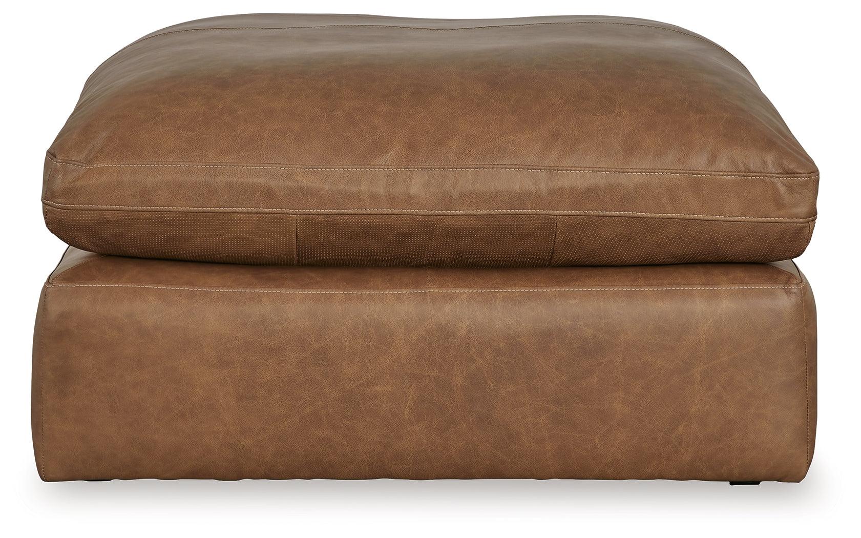 Emilia Caramel Leather Oversized Accent Ottoman - Ella Furniture