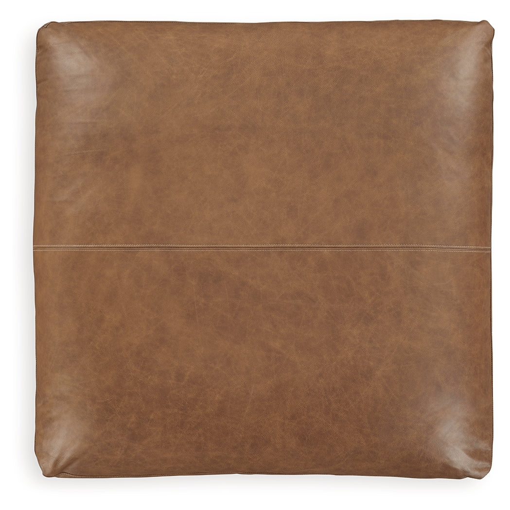 Top side view of Emilia Caramel sectional sofa