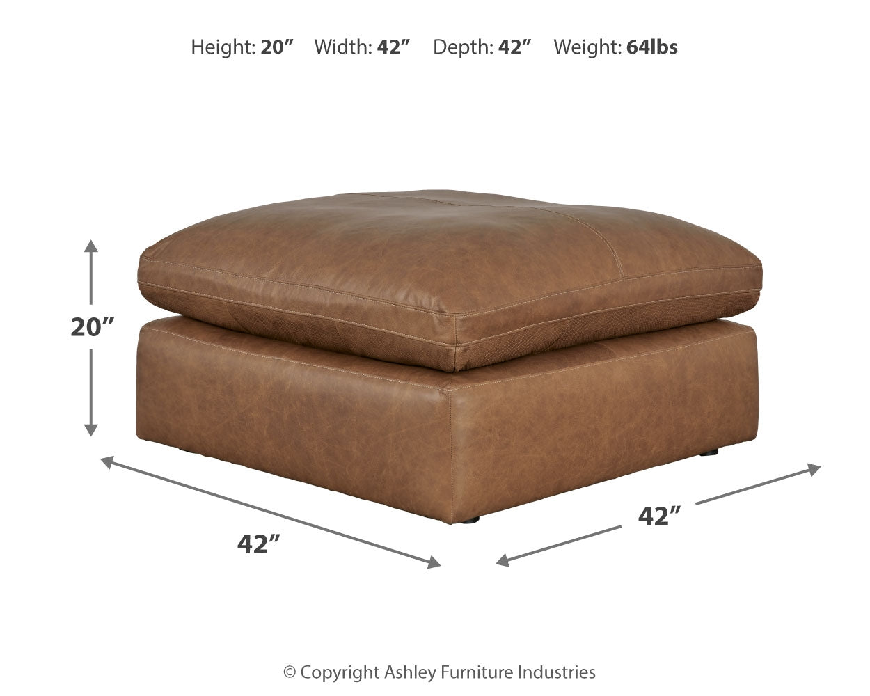 Room view of Emilia Caramel 6-Piece Sectional sofa with Ottoman