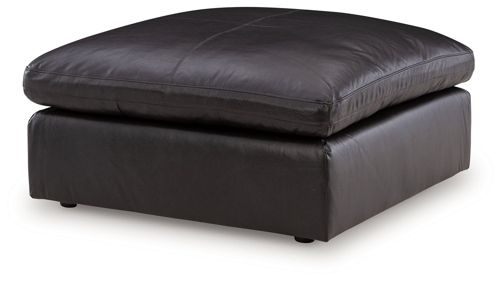Side view of Emilia Black Leather Oversized Accent Ottoman