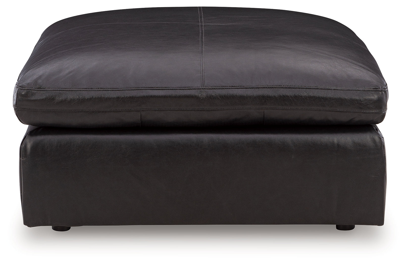 Close-up detail of Emilia Black Leather Oversized Accent Ottoman