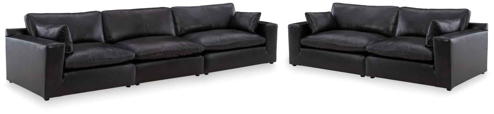 side view of Emilia Black Sofa and Loveseat furniture