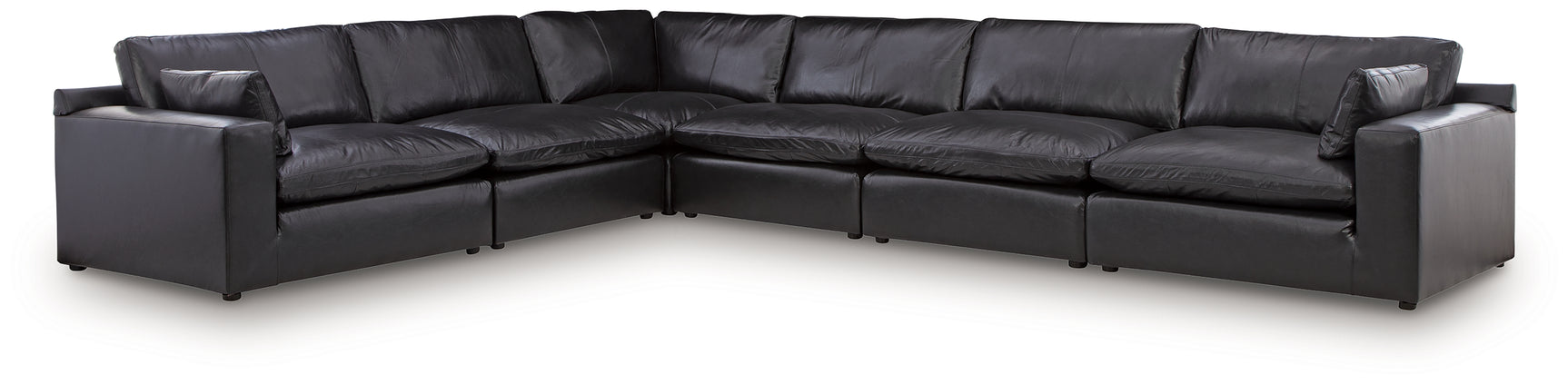 side view of Emilia Black Leather 6-Piece Sectional sectional sofa