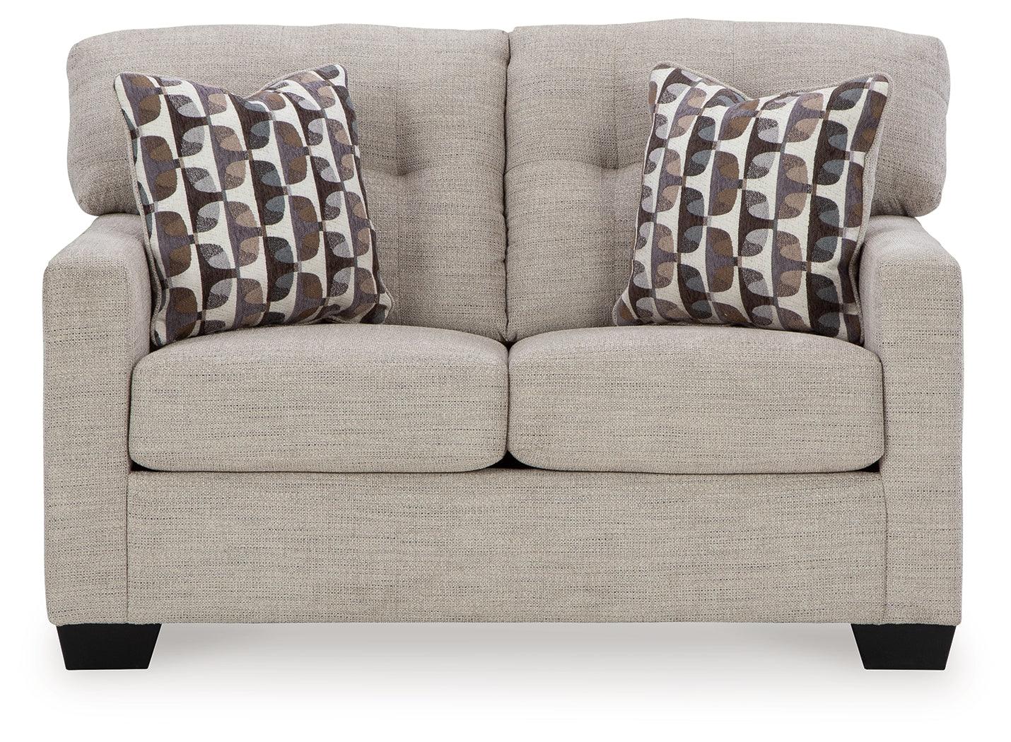 Mahoney Pebble Chenille Loveseat head on front view
