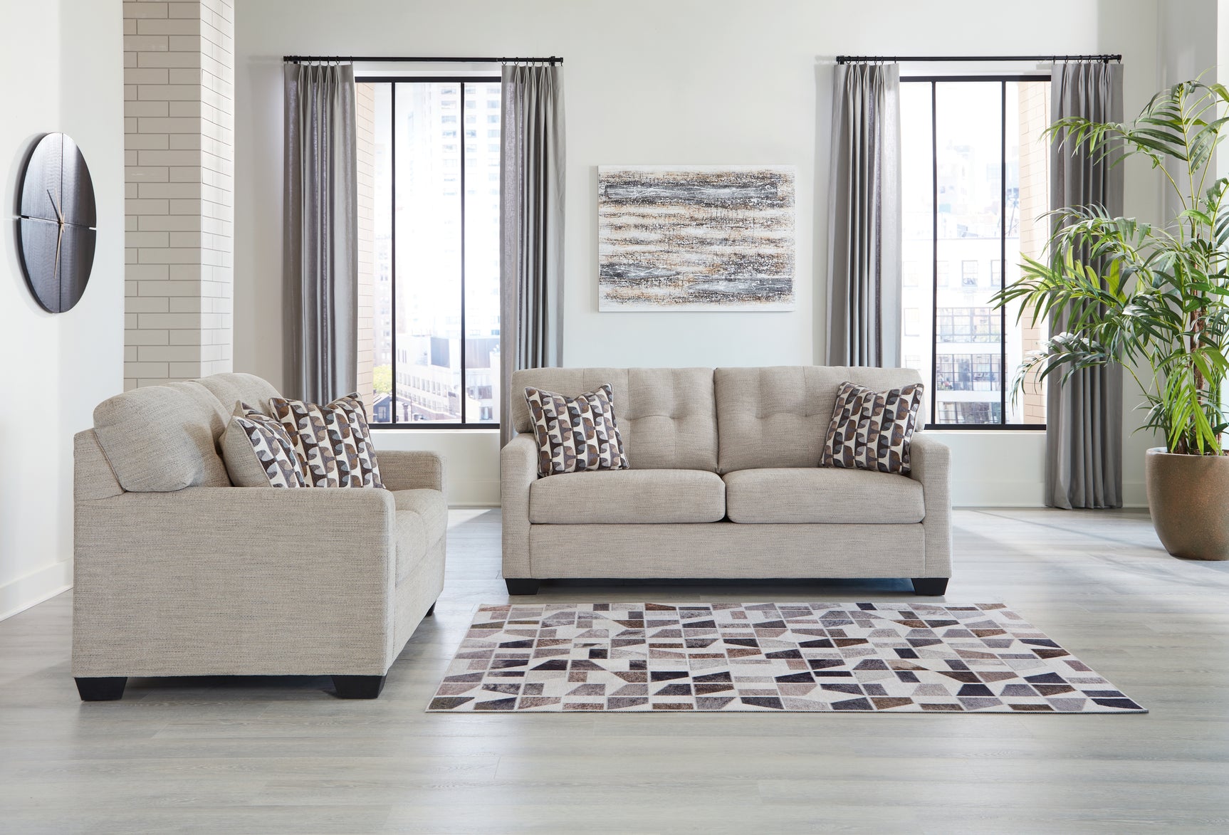 Mahoney Pebble Sofa and Loveseat set side view