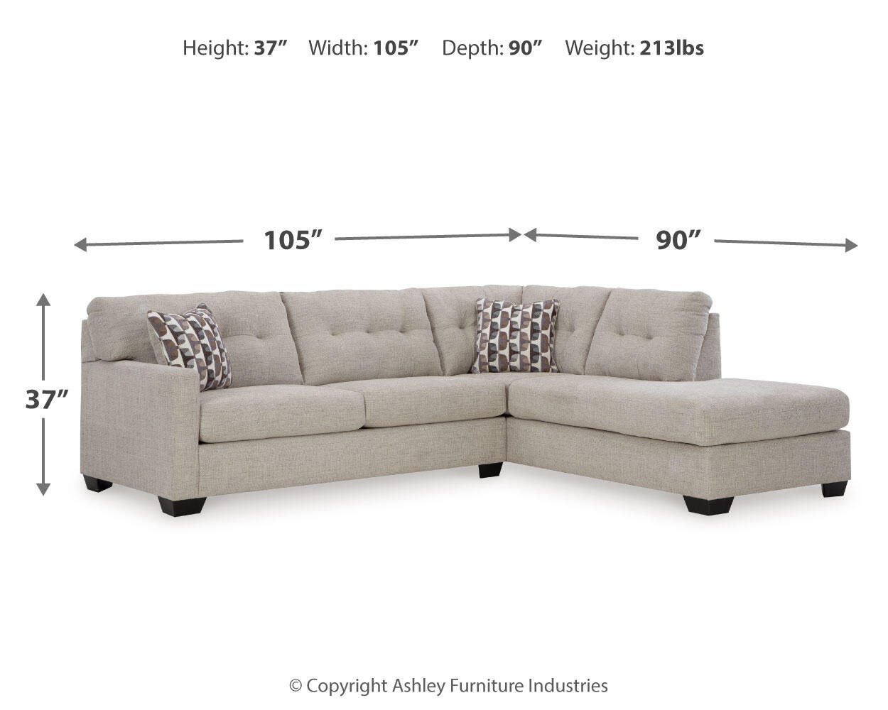Mahoney Pebble 2-Piece Sectional with Ottoman - image 7