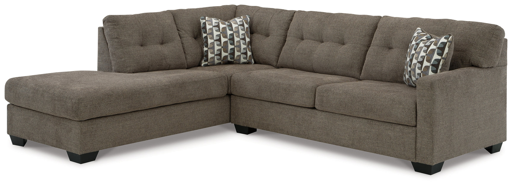 main view of Mahoney Chocolate 2-Piece Sectional with Ottoman sectional sofa