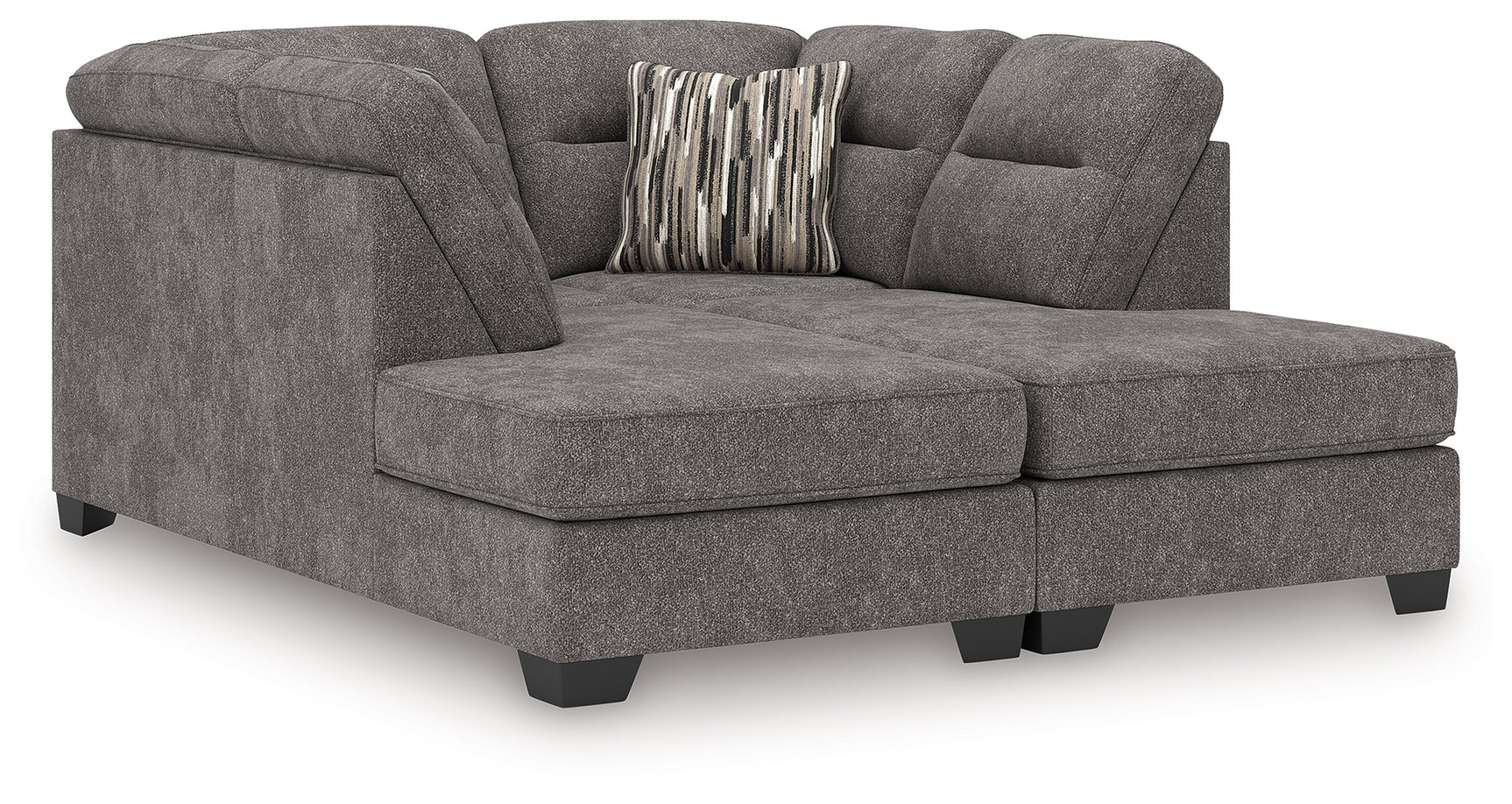 Olten Graphite Chenille 2-Piece Super Chaise sectional side view